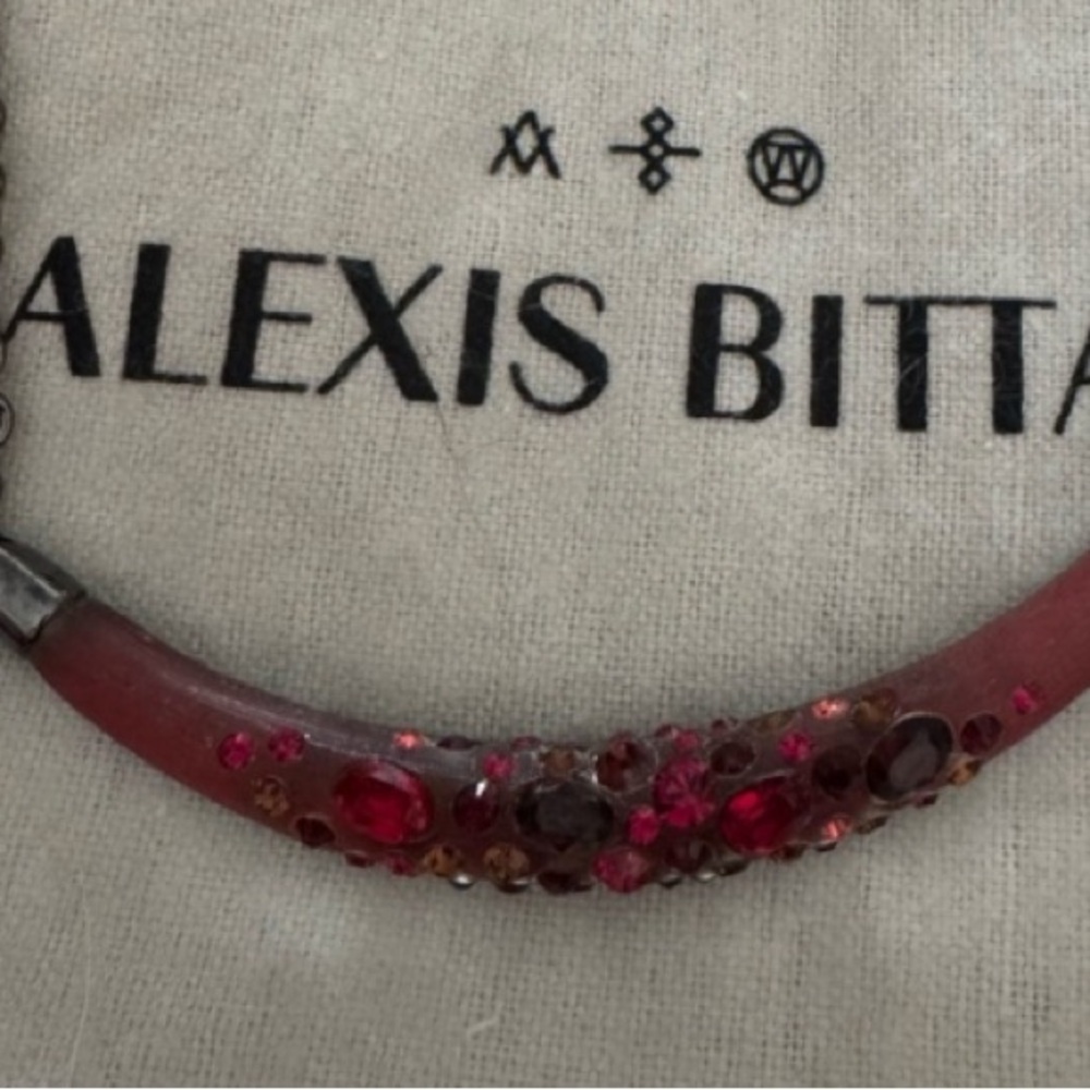 Alexis Bittar Red and Pink Beaded Necklace in Gunmetal Setting. Rare NWT. - Picture 4 of 7